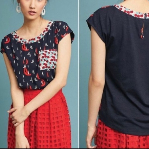 Anthropologie Tops - Anthropologie Porridge Petani Sailboat Pocket Blouse